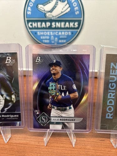 Cheap Sneaks Footwear/Sports Cards Baseball Card Julio Rodriguez 4 Card Lot With RC’s  Bowman Platinum