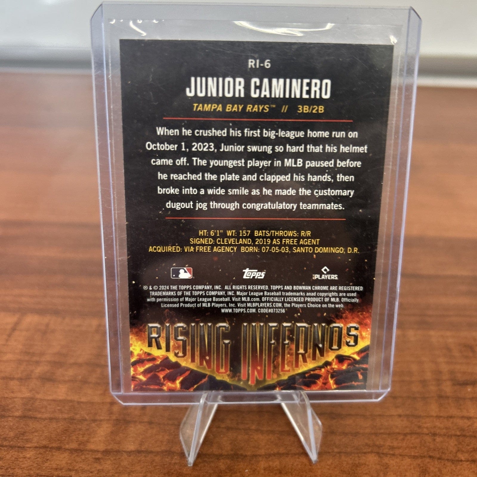 Cheap Sneaks Footwear/Sports Cards Baseball Card Junior Caminero 2024 Bowman Chrome -  Rising Infernos RC #RI-6 Tampa B