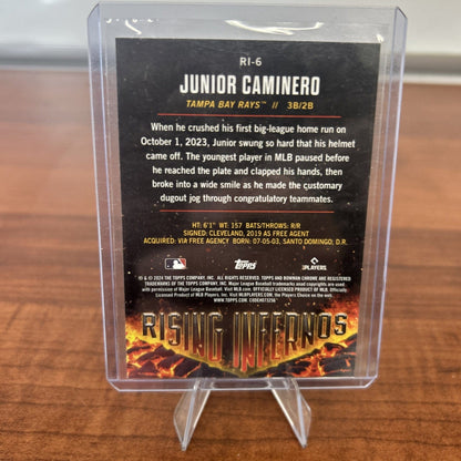 Cheap Sneaks Footwear/Sports Cards Baseball Card Junior Caminero 2024 Bowman Chrome -  Rising Infernos RC #RI-6 Tampa B