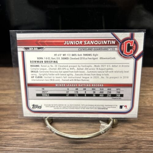 Cheap Sneaks Footwear/Sports Cards Baseball Card Junior Sanquintin 2022 1st Bowman Prospect #BP-80- Cleveland Guardians