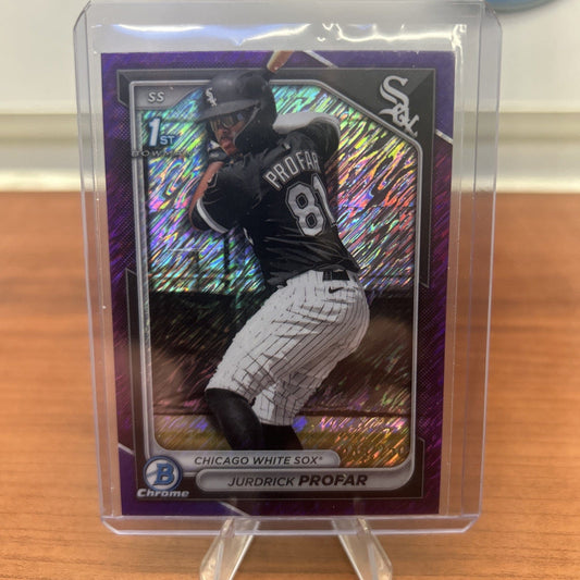 Cheap Sneaks Footwear/Sports Cards Baseball Card Jurdrick Profar 2024 Bowman Chrome Purple Shimmer Refractor#BCP-218 Ro