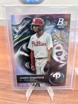 Cheap Sneaks Footwear/Sports Cards Baseball Card Justin Crawford 2023 Bowman Platinum Top Prospects Ice Foil #TOP-5 Phi