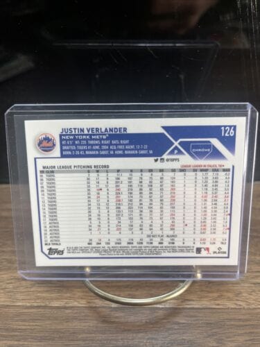 Cheap Sneaks Footwear/Sports Cards Baseball Card Justin Verlander 2023 Topps Chrome  Baseball Card #126 New York Mets