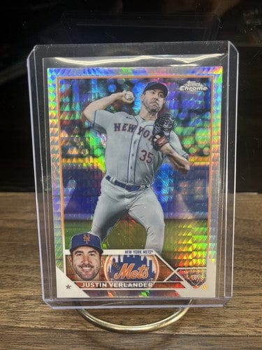 Cheap Sneaks Footwear/Sports Cards Baseball Card Justin Verlander 2023 Topps Chrome  Prism Refractor Card #126 Mets