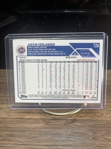 Cheap Sneaks Footwear/Sports Cards Baseball Card Justin Verlander 2023 Topps Chrome Silver Refractor Card #126 Mets Ast