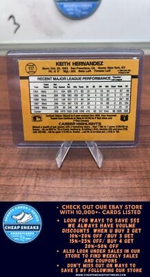 Cheap Sneaks Footwear/Sports Cards Baseball Card Keith Hernandez 1989 Donruss #117 New York Mets