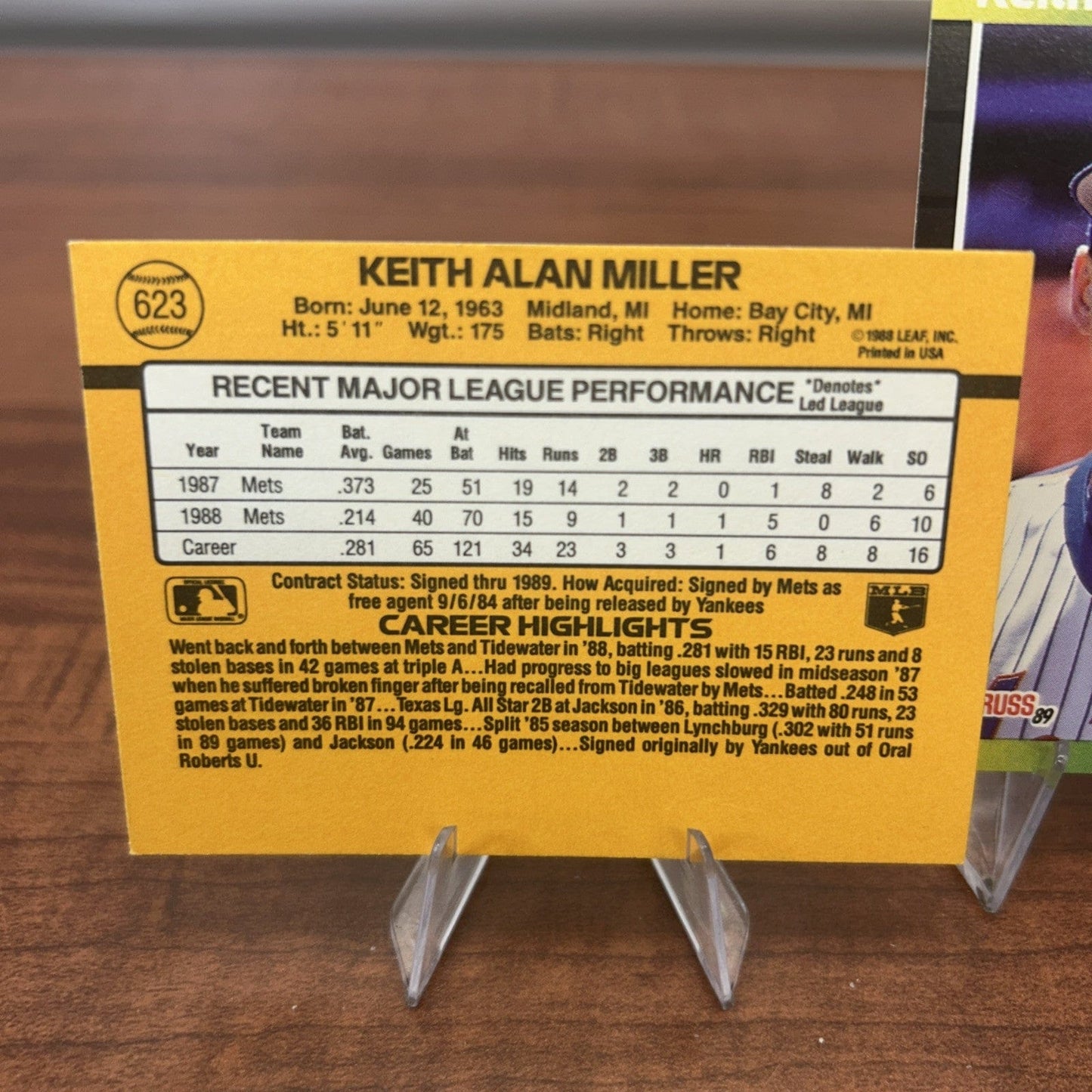 Cheap Sneaks Footwear/Sports Cards Baseball Card Keith Miller 1989 Donruss Baseball Card #623  New York Mets + Bonus Ca