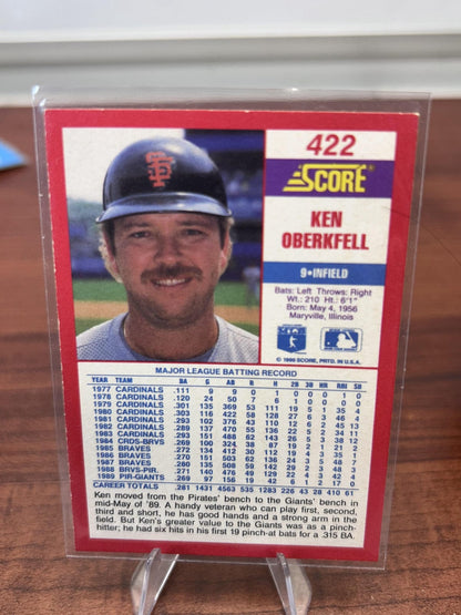 Cheap Sneaks Footwear/Sports Cards Baseball Card Ken Oberkfell 1990 Score #422 San Francisco Giants