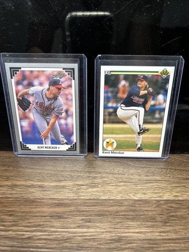 Cheap Sneaks Footwear/Sports Cards Baseball Card Kent Merker Atlanta Braves Rookie Lot (2) 1990 Upper Deck, 1991 Leaf