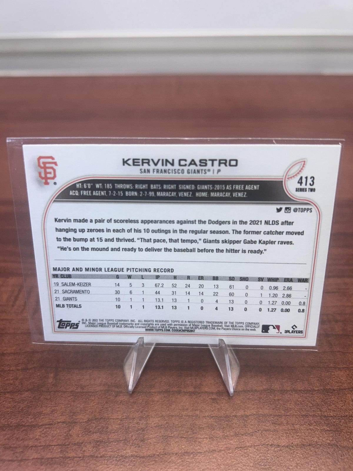 Cheap Sneaks Footwear/Sports Cards Baseball Card Kervin Castro RC 2022 Topps #413 San Francisco Giants