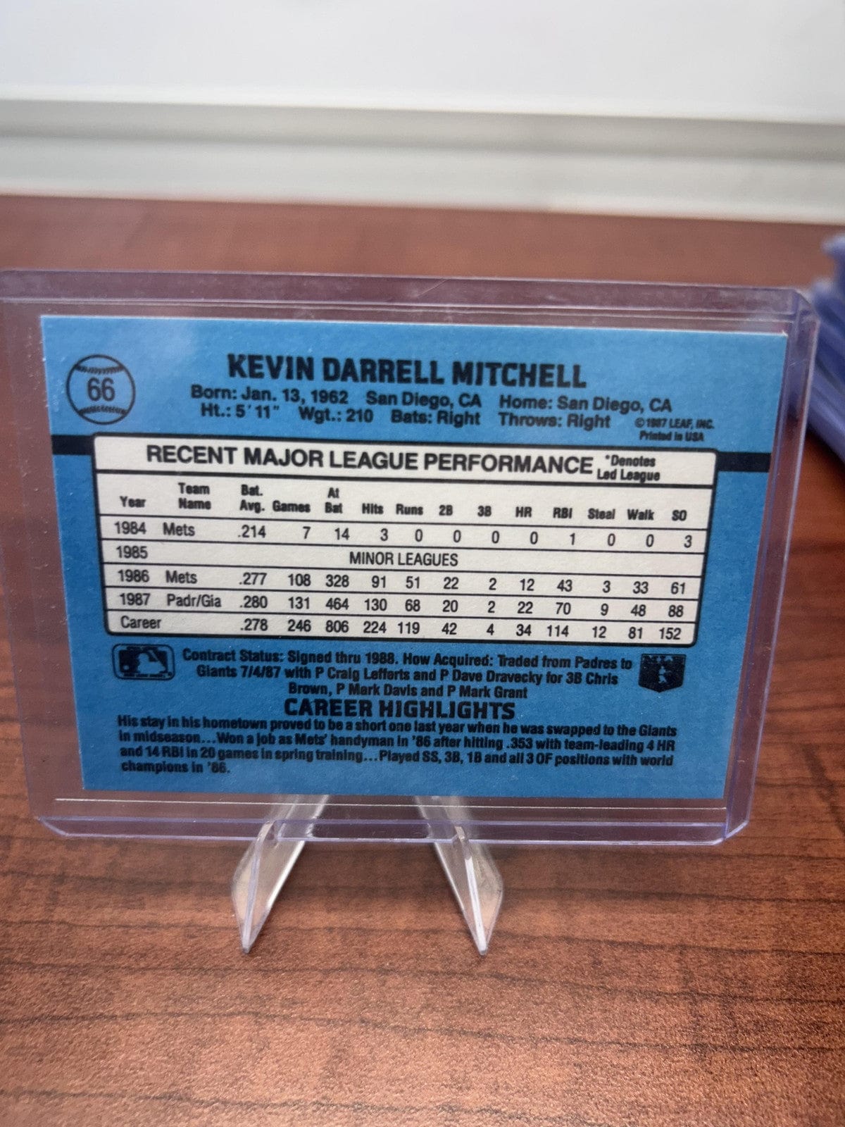 Cheap Sneaks Footwear/Sports Cards Baseball Card Kevin Mitchell 1988 Leaf #87 San Francisco Giants