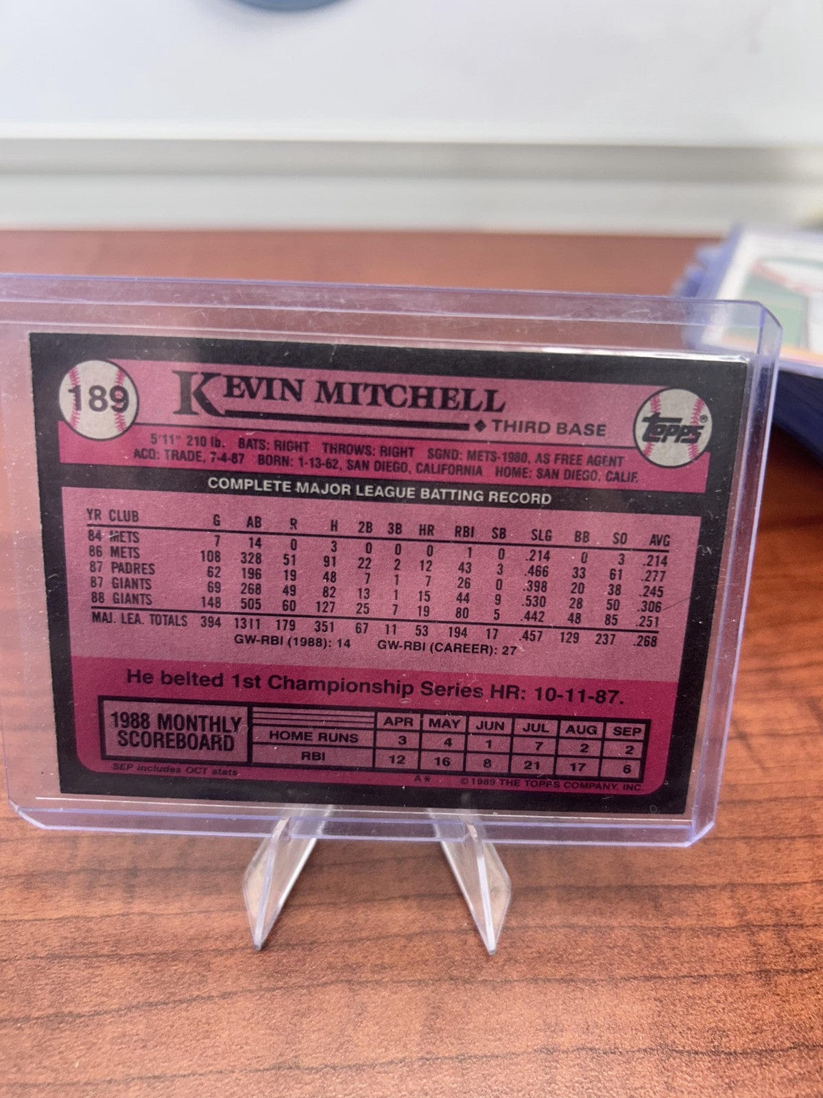Cheap Sneaks Footwear/Sports Cards Baseball Card Kevin Mitchell 1989 Topps #189 San Francisco Giants