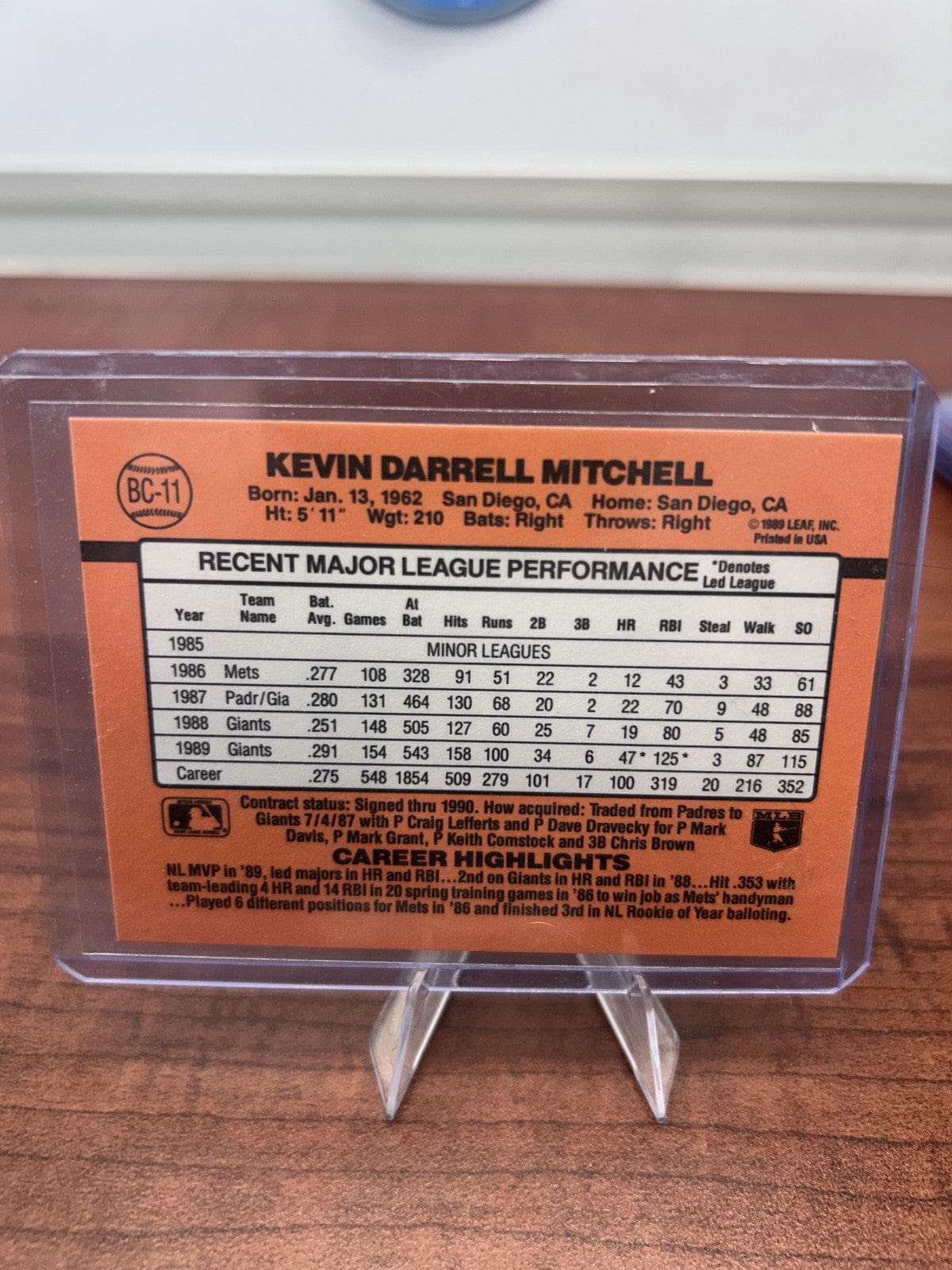 Cheap Sneaks Footwear/Sports Cards Baseball Card Kevin Mitchell 1990 Donruss Bonus MVP's #BC-11 San Francisco Giants
