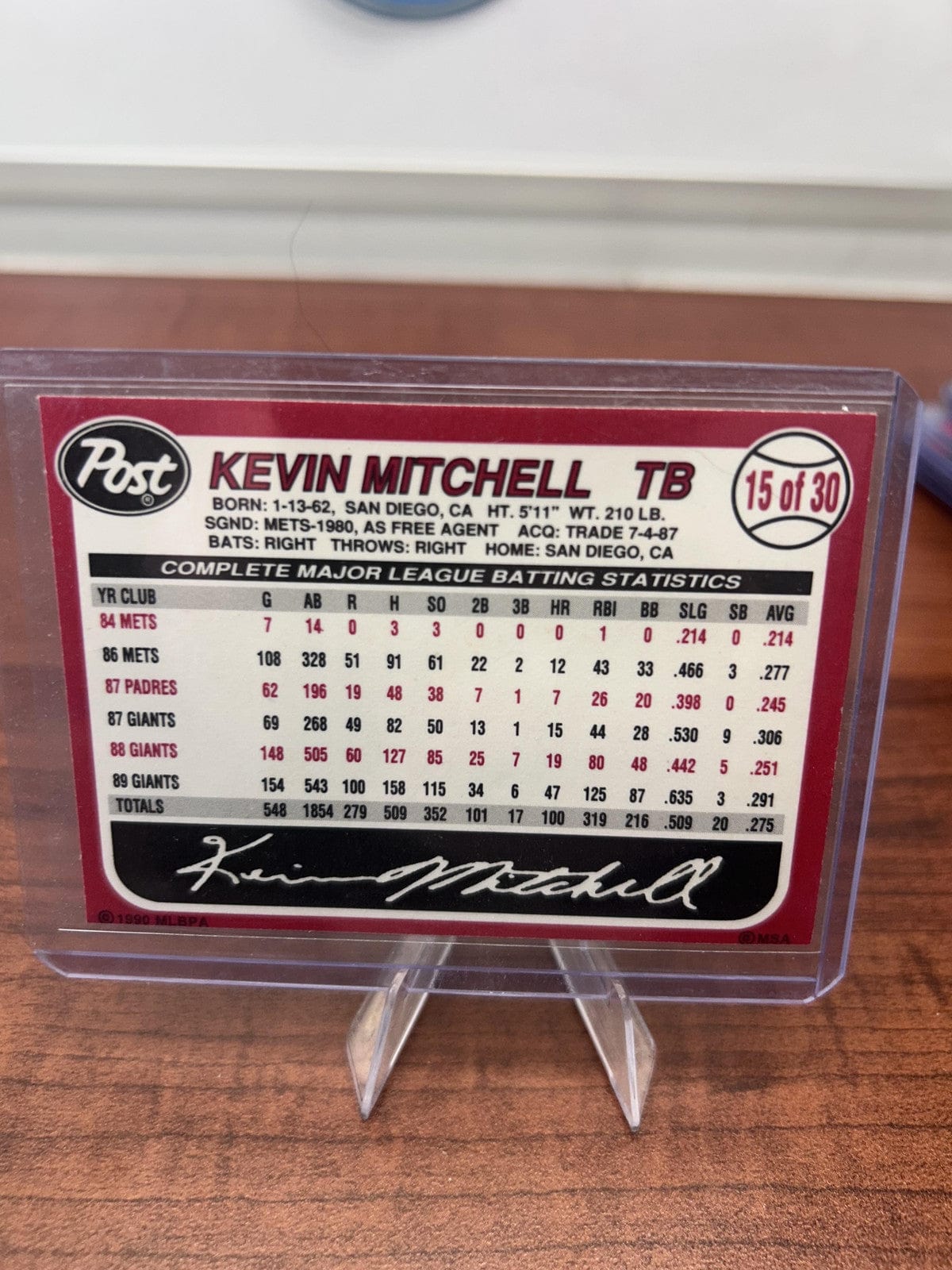 Cheap Sneaks Footwear/Sports Cards Baseball Card Kevin Mitchell 1990 Post #15 San Francisco Giants