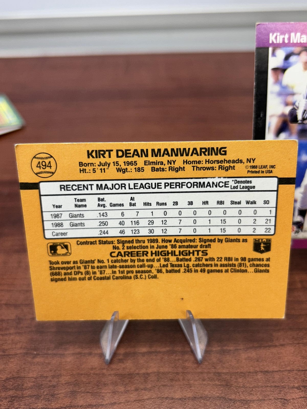 Cheap Sneaks Footwear/Sports Cards Baseball Card Kirt Manwaring 1989 Donruss #494 San Francisco Giants