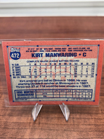 Cheap Sneaks Footwear/Sports Cards Baseball Card Kirt Manwaring 1991 Topps #472 San Francisco Giants