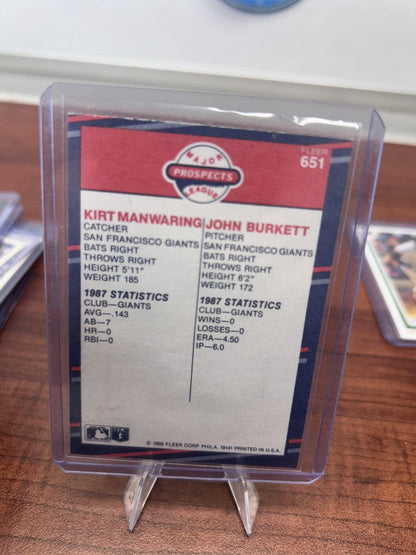 Cheap Sneaks Footwear/Sports Cards Baseball Card Kirt Manwaring / John Burkett RC 1988 Fleer #651 San Francisco Giants