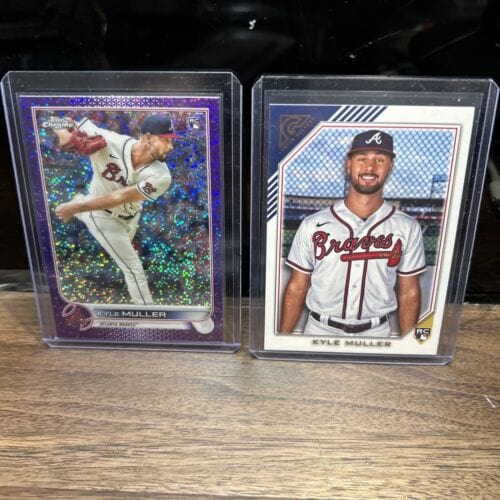 Cheap Sneaks Footwear/Sports Cards Baseball Card Kyle Muller Atl Braves Lot(2) 2023 Topps Chrome Purlple Speckle Refrac