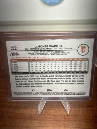 Cheap Sneaks Footwear/Sports Cards Baseball Card LaMonte Wade Jr. 2024 Topps Chrome Aqua Refractors 46/199 #222