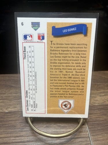 Cheap Sneaks Footwear/Sports Cards Baseball Card Leo Gomez - 1991 Upper Deck #6 - Baltimore Orioles Baseball Card - Sta