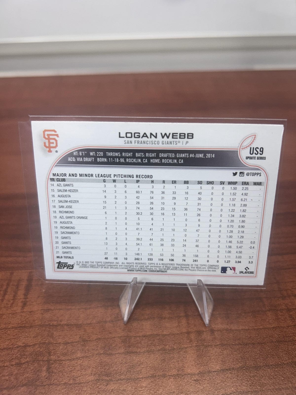 Cheap Sneaks Footwear/Sports Cards Baseball Card Logan Webb 2022 Topps Update #US9 San Francisco Giants