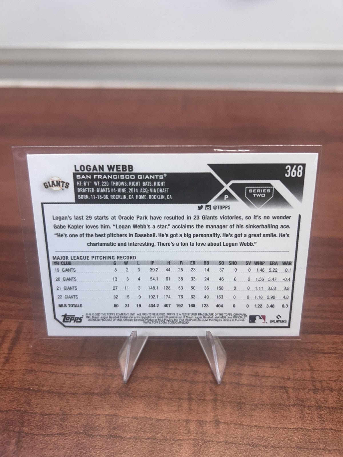 Cheap Sneaks Footwear/Sports Cards Baseball Card Logan Webb 2023 Topps #368 San Francisco Giants