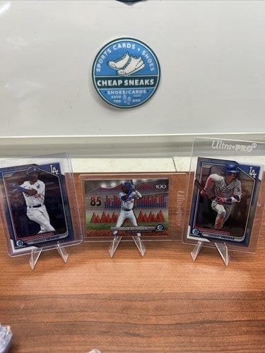 Cheap Sneaks Footwear/Sports Cards Baseball Card Los Angeles Dodgers 2024 Bowman Chrome 3 Card Lot George, Vargas, BTP-