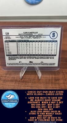 Cheap Sneaks Footwear/Sports Cards Baseball Card Luis Castillo SN 2024 Topps Chrome Purple Logofractor Refractors #129
