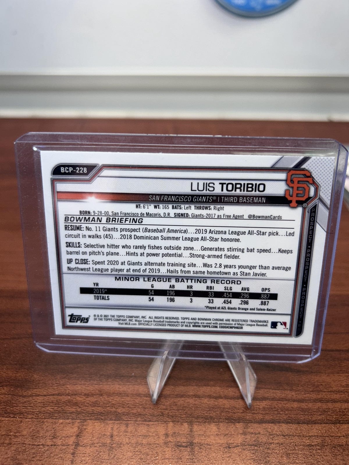 Cheap Sneaks Footwear/Sports Cards Baseball Card Luis Toribio 2021 Bowman Chrome Prospects Mojo Refractor #BCP-228 Gian