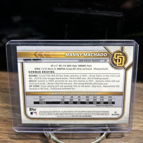 Cheap Sneaks Footwear/Sports Cards Baseball Card Manny Machado 2022 Bowman Chrome #5 San Diego Padres