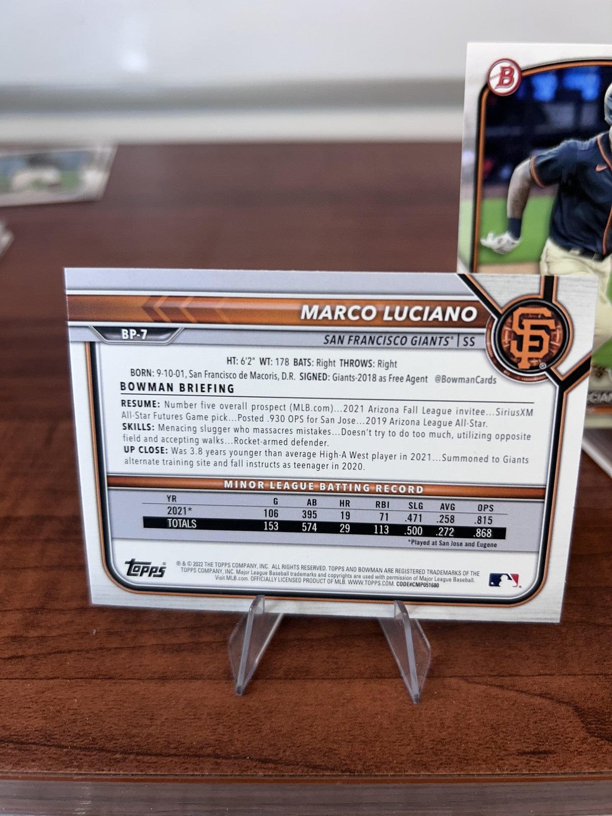 Cheap Sneaks Footwear/Sports Cards Baseball Card Marco Luciano 2022 bowman Prospects #BP-7 + Bonus Card