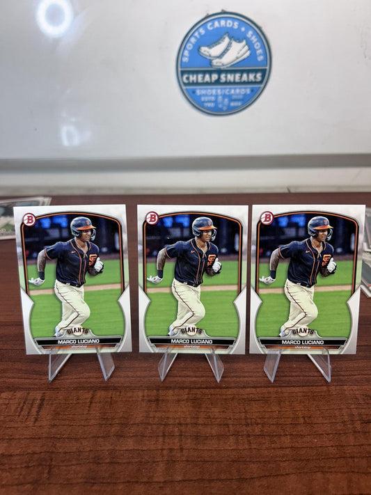 Cheap Sneaks Footwear/Sports Cards Baseball Card Marco Luciano 2023 Bowman Prospects #BP-43 San Francisco Giants +Bonus