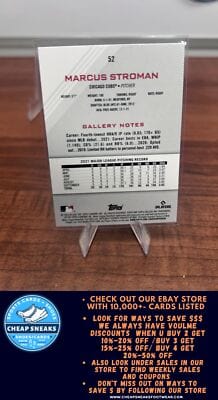 Cheap Sneaks Footwear/Sports Cards Baseball Card Marcus Stroman 2022 Topps Gallery #52 Chicago Cubs