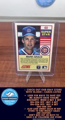 Cheap Sneaks Footwear/Sports Cards Baseball Card Mark Grace 1990 Score 100 Superstars #60 Chicago Cubs