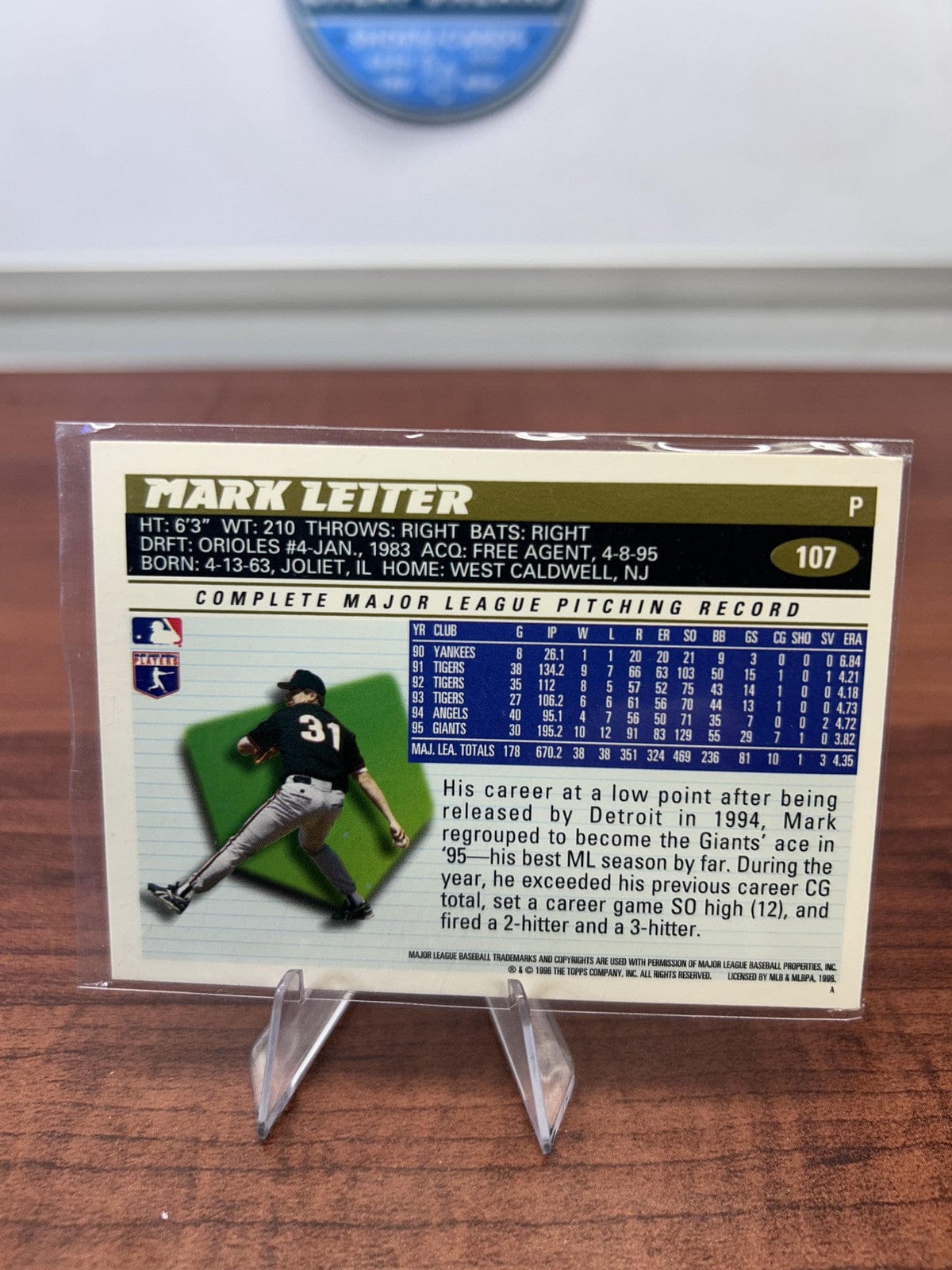 Cheap Sneaks Footwear/Sports Cards Baseball Card Mark Leiter 1996 Topps #107 San Francisco Giants