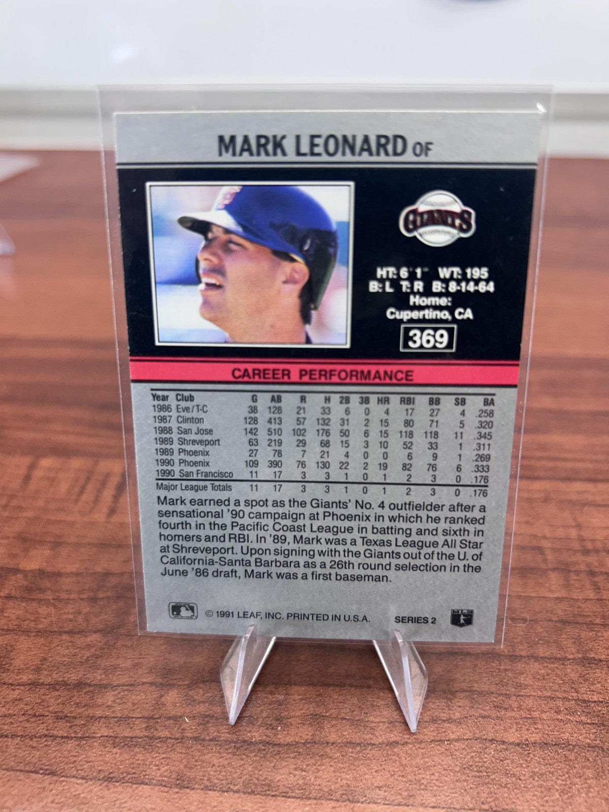Cheap Sneaks Footwear/Sports Cards Baseball Card Mark Leonard RC 1991 Leaf #369 San Francisco Giants