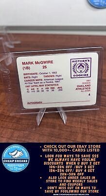Cheap Sneaks Footwear/Sports Cards Baseball Card Mark McGwire 1987 Mother's Cookies Mark McGwire #3 Oakland Athletics