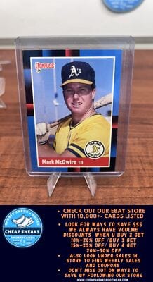 Cheap Sneaks Footwear/Sports Cards Baseball Card Mark McGwire 1988 Donruss Oakland Athletics Baseball Card #256 Athleti