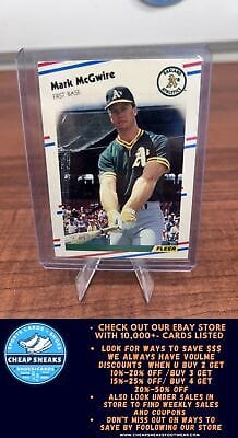 Cheap Sneaks Footwear/Sports Cards Baseball Card Mark McGwire 1988 Fleer #286 Oakland Athletics