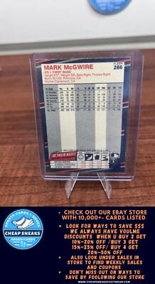 Cheap Sneaks Footwear/Sports Cards Baseball Card Mark McGwire 1988 Fleer #286 Oakland Athletics