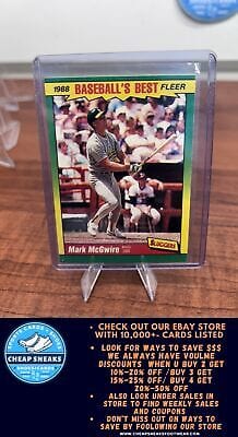 Cheap Sneaks Footwear/Sports Cards Baseball Card Mark McGwire 1988 Fleer Baseball's Best Sluggers vs. Pitchers #27 Athl