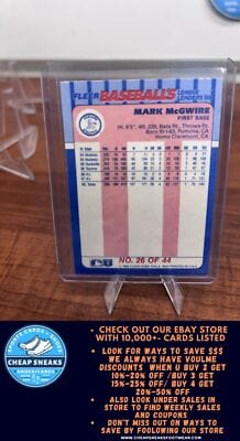 Cheap Sneaks Footwear/Sports Cards Baseball Card Mark McGwire 1988 Fleer Baseball's League Leaders #26 Oakland Athletic