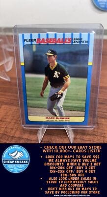 Cheap Sneaks Footwear/Sports Cards Baseball Card Mark McGwire 1988 Fleer Baseball's League Leaders #26 Oakland Athletic
