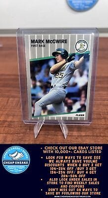 Cheap Sneaks Footwear/Sports Cards Baseball Card Mark McGwire 1989 Fleer #17 Oakland Athletics
