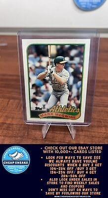 Cheap Sneaks Footwear/Sports Cards Baseball Card Mark McGwire 1989 Topps #70 Oakland Athletics