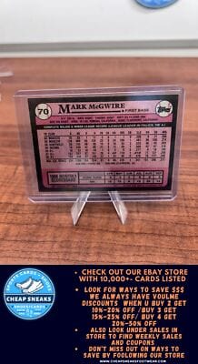 Cheap Sneaks Footwear/Sports Cards Baseball Card Mark McGwire 1989 Topps #70 Oakland Athletics
