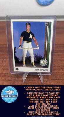 Cheap Sneaks Footwear/Sports Cards Baseball Card Mark McGwire 1989 Upper Deck #300 Oakland Athletics