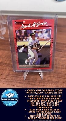 Cheap Sneaks Footwear/Sports Cards Baseball Card Mark McGwire 1990 Donruss Baseball Card #185 Oakland Athletics