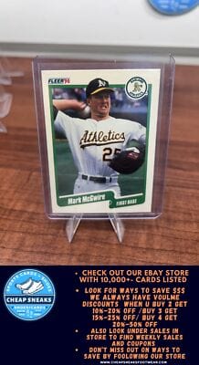 Cheap Sneaks Footwear/Sports Cards Baseball Card Mark McGwire 1990 Fleer #15 Oakland Athletics