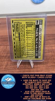Cheap Sneaks Footwear/Sports Cards Baseball Card Mark McGwire 1990 Topps #690 Oakland Athletics